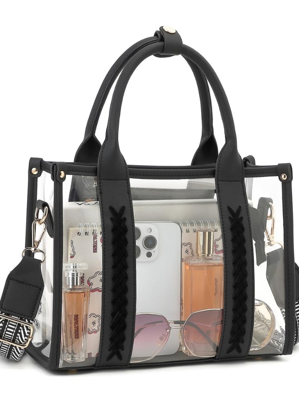 Clear Tote Bag for Stadium Events - Cute Clear Crossbody Purse Transparent See